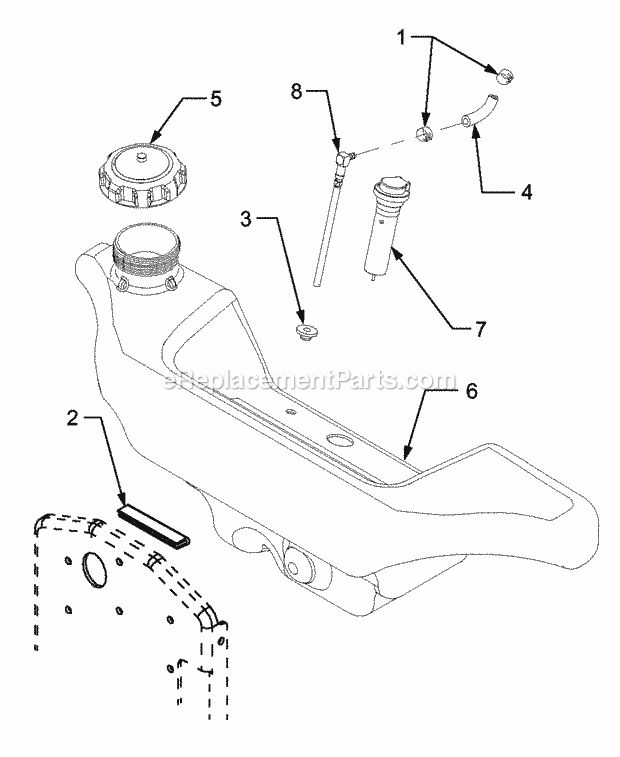 Fuel Tank Diagram and Parts List for GT3204 14A-671-710 Cub Cadet Lawn Tractor